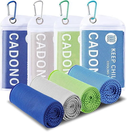 4 Pack Cooling Towel (40"x12"), Soft Breathable Chilly Towel, IceTowel, Microfiber Towels for Yoga, Sport, Running, Workout,Gym, Camping, Fitness, Workout & More Activities(Multicolor)