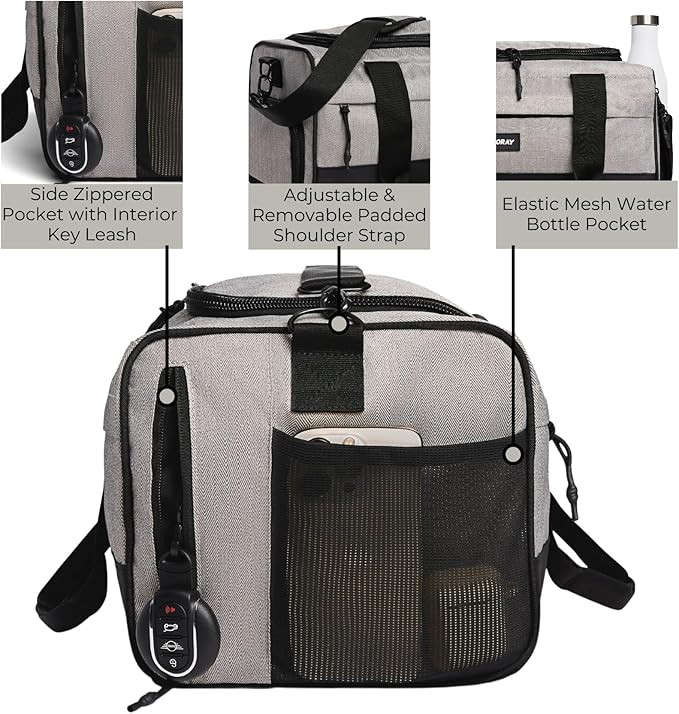 Vooray 23L Boost Duffle Bag – Small Gym Bag for Women and Men with Shoe Compartment, Durable Sports Tote and Travel Duffel for Training, Overnight and Weekend Trips - Herringbone