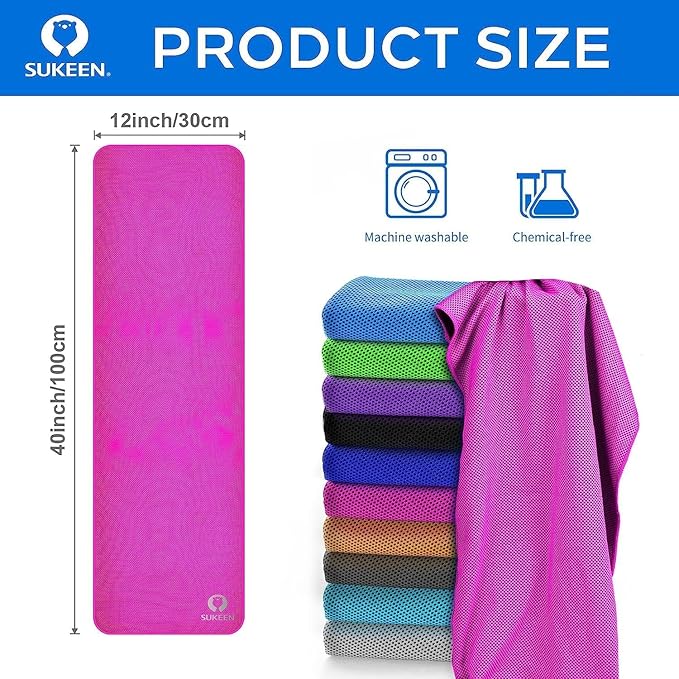 Sukeen Cooling Towels for Neck and Face (40"x12"), Soft Breathable Cooling Towel, Sweat Towel for Gym, Sport, Running, Workout, Camping, Hiking, Fitness, Workout & More Activities