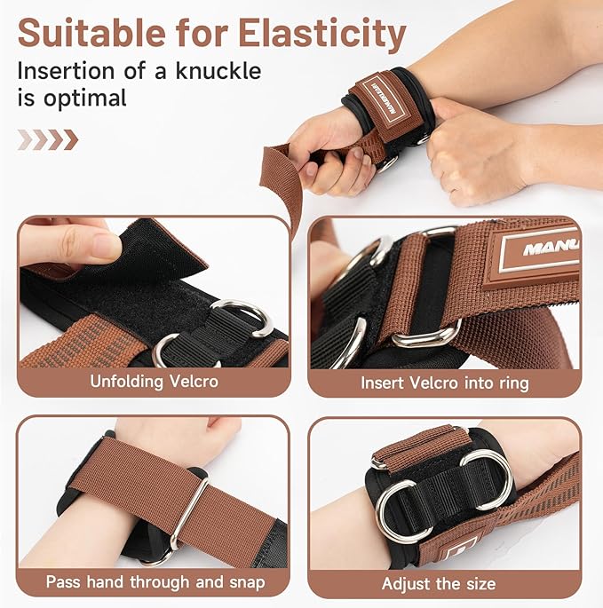 MANUEKLEAR Non-Slip Wrist Straps for Weightlifting Deadlifting, Gym Lifting Straps with D Rings for Cable Machine Workout, 10mm Neoprene Padded Weight lifting Wrist Wraps for Men Women
