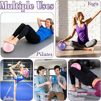 3 PCS Small Exercise Ball - 9 Inch Pilates Ball Small Yoga Ball for Stability, Physical Therapy, Fitness, Core Strength and Stretching at Home Gym Office with Inflation Straw