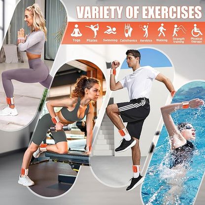Ankle Weights Set of 2 (1 lb/2 lb Each) for Women Men Adjustable Wrist Bracelet for Home Gym Weighted Bangles Wristbands Leg Arm Weights for Walking Swimming Running Pilates Yoga Gym