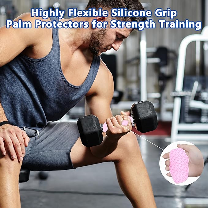 Silicone Gym Grips for Weight Lifting,Workout Gloves for Women Men Alternative,Anti Slip Gym Workout Grip,Rubber Gym Hand Grips-Weightlifting Grips Pad for Barbell,Pull Up,Ryptfit,Training