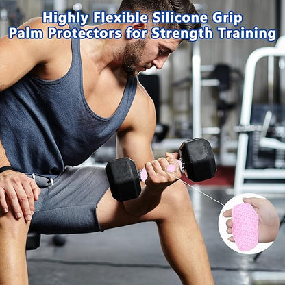 Silicone Gym Grips for Weight Lifting,Workout Gloves for Women Men Alternative,Anti Slip Gym Workout Grip,Rubber Gym Hand Grips-Weightlifting Grips Pad for Barbell,Pull Up,Ryptfit,Training