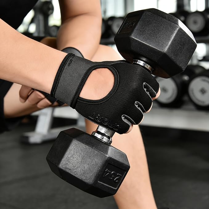 Men Women Workout Gloves Fingerless Weightlifting Anti-Slip Breathable Gym Exercise Gloves for Training Cycling Sports