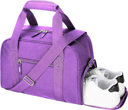 SeaRock 14 inch Small Gym Bag for Men & Women, Mini Duffle Bag with Shoe Compartment, Carry On Duffel Bag for Travel Sports, Purple