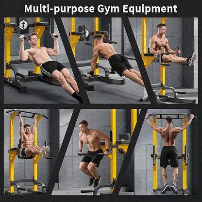 sogesfurniture Power Tower Dip Stands Assistive Trainer for Home Gym - 10-Level Height Adjustable Multi-functional Pull Up Bar, Dual Training Stands for Dip Push Up & Core Workout, Heavy Duty Steel Frame