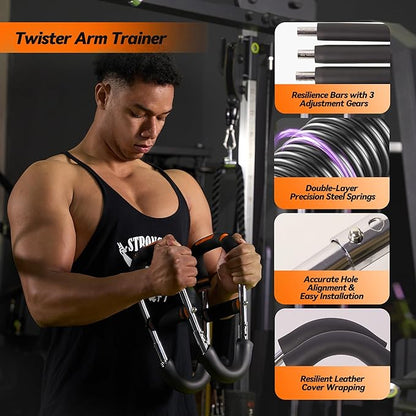 Twister Arm Trainer, Adjustable Chest Workout Equipment with 6 Resistance Levels Springs (30-160 Lbs), Arm Trainer for Men & Women, Detachable Home Gym Fitness Trainer with Anti-Slip Handles