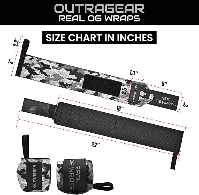 18" OG-Grade Wrist Wraps for Weightlifting – Heavy Duty Wrist Support with Thumb Loop & Lockdown Strap – Wrist Straps for Powerlifting, Bench Press & Gym Training