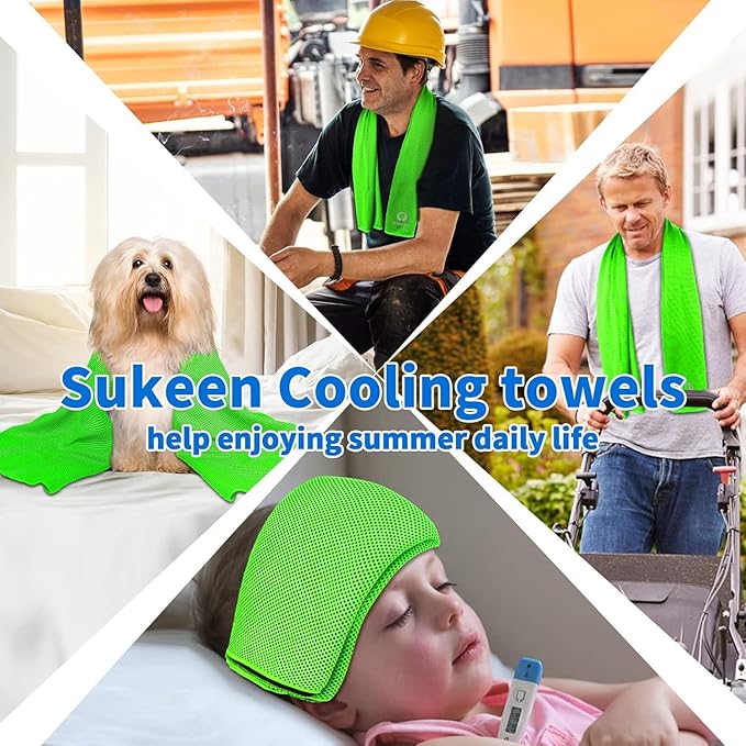 Sukeen 12 Pack Cooling Towels (40"x12"), Soft Breathable Chilly Sweat Towel, Microfiber Cooling Towels for Neck and Face, Gym Towels for Sport, Running, Workout, Camping, Fitness