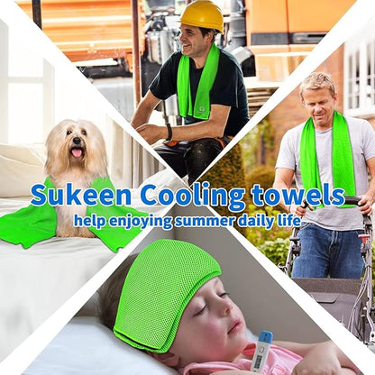 Sukeen 12 Pack Cooling Towels (40"x12"), Soft Breathable Chilly Sweat Towel, Microfiber Cooling Towels for Neck and Face, Gym Towels for Sport, Running, Workout, Camping, Fitness