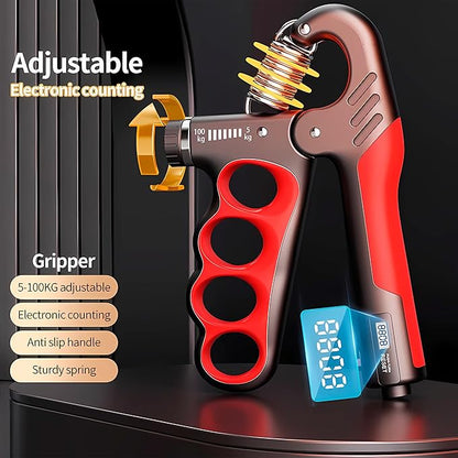 Grip strength trainer, adjustable hand grip strengthener, Durable Adjustable Resistance 5-100KG With Digital Counter, ergonomic design, high-strength spring, perfect hand