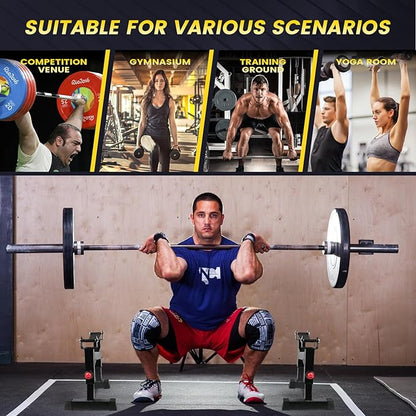 SYNTECSO Deadlift Jack Barbell Stand - Heavy Duty Barbell Jack Deadlift - Adjustable Deadlift Platform for Home Gym Weightlifting Easily Load 880 Lbs