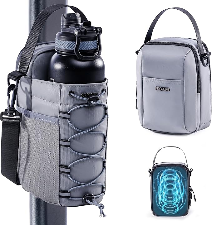 2-Pack Magnetic Gym Bag for Water Bottle & Magnetic Gym Pouch – Bottle’s Holder Fits Up to 46oz Bottles– Sling Water Bottles Bag with Strap for Workout, Tank -Men’s & Women’s Gym Accessories
