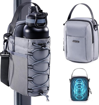 2-Pack Magnetic Gym Bag for Water Bottle & Magnetic Gym Pouch – Bottle’s Holder Fits Up to 46oz Bottles– Sling Water Bottles Bag with Strap for Workout, Tank -Men’s & Women’s Gym Accessories