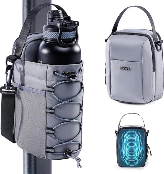 2-Pack Magnetic Gym Bag for Water Bottle & Magnetic Gym Pouch – Bottle’s Holder Fits Up to 46oz Bottles– Sling Water Bottles Bag with Strap for Workout, Tank -Men’s & Women’s Gym Accessories