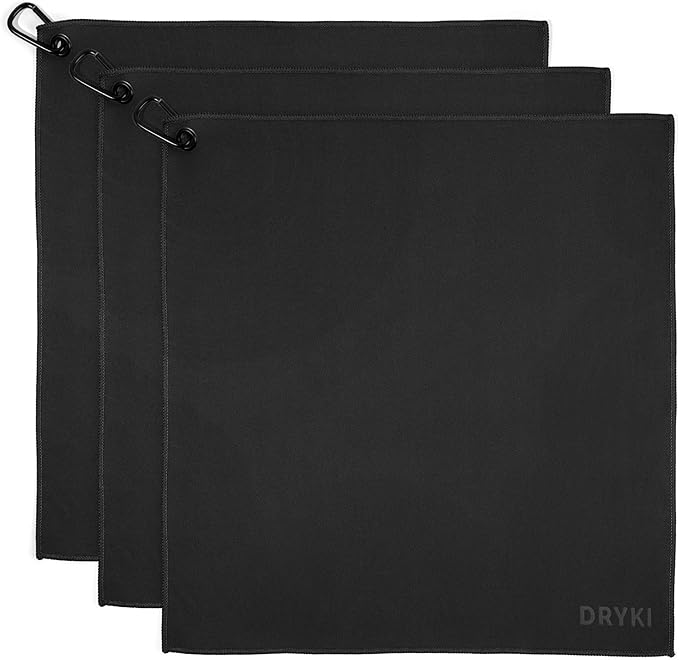 Sweat Absorbing Handkerchiefs - The Original Pocket-Sized Sweat Towels - Quick-Dry Microfiber Sweat Rags for Face, Hands, & Body - Gym, Sports, and Work (Black: Large Size, 3 Pack)