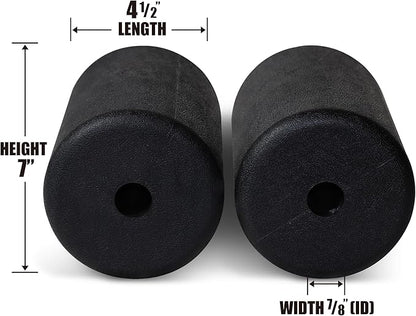 WF Athletic Supply PU/Foam Foot Pads, Foam Roller for Exercise Machines Equipment Replacements, Roller Pad for Leg Extension, PEC Deck Pads for Weight Bench, Sold by Pair (7” x 4.5” OD x 0.875” ID)