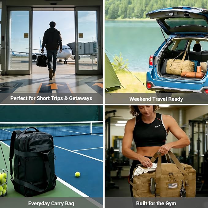 Tactical Gym Bag for Men 40L Tactical Duffel Bag Backpack Gym Bag Large With MOLLE Water Resistant 600D Degree Full Opening Powerlifting for Travel Crossfit Football