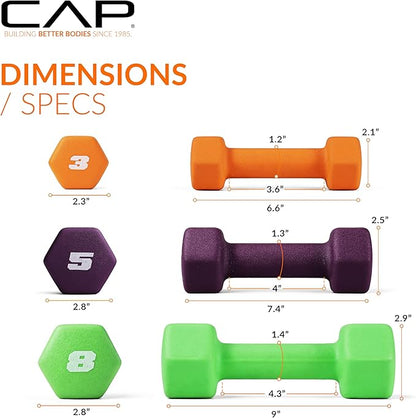 CAP Barbell Neoprene Dumbbell Weights Pairs & Sets | Multiple Colors
