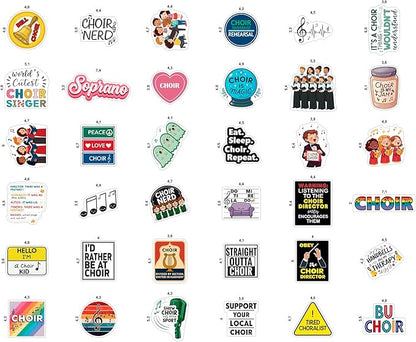 100Pcs Choir Stickers and Decals for Water Bottle, Laptops - Choir Gifts for Choir Director - Music & Singing Stickers, Gift for Women & Men
