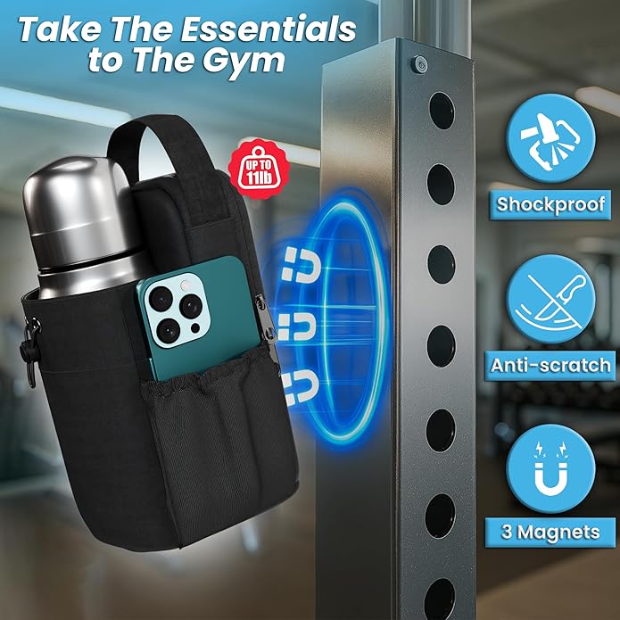 CORDOBA & CO., Magnetic Gym Bag Man Woman, Super Strong Magnetic Bottle Bag, 11LB Weight Capacity, Crossbody Gym Water Holder