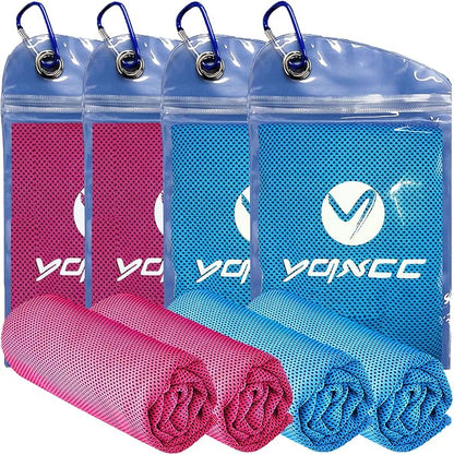 YQXCC Cooling Towels | 4 Pack 40"x12" | Cool Cold for Neck | Microfiber Soft Breathable Chilly | for Yoga, Golf, Gym, Camping, Running, Workout & More Activities