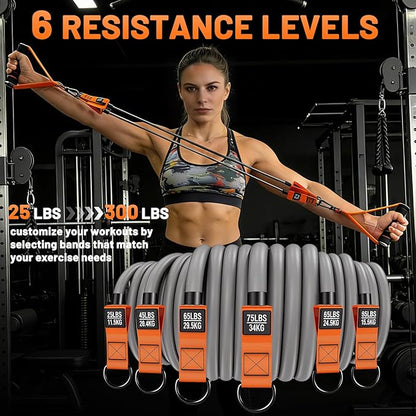 Heavy Duty Resistance Bands Set with Handles, Ankle Straps & Door Anchor – 300LBS Exercise Bands for Home Gym, Muscle Training, Physical Therapy, Yoga, Full Body Workout for Men & Women