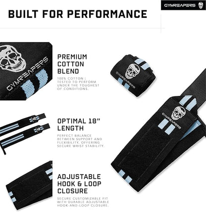 Gymreapers Weightlifting Wrist Wraps (IPF Approved) 18" Professional Quality Wrist Support with Heavy Duty Thumb Loop - Best Wrap for Powerlifting Competition, Strength Training, Bodybuilding