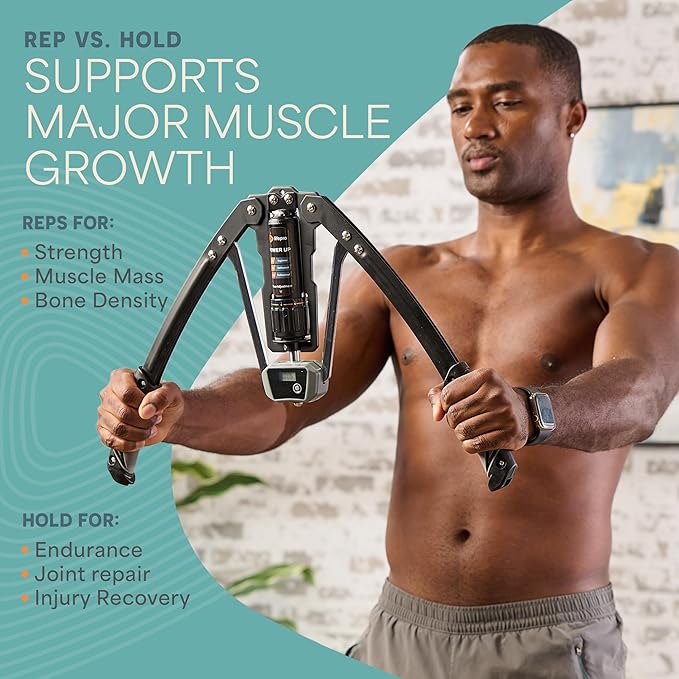 Lifepro Shredforce Hydraulic Power Chest Expander and Arm Twister Trainer Exerciser - Adjustable 22-440lb Resistance, Smart Rep Counter - Home Gym Workout Equipment for Upper Body Strength Training
