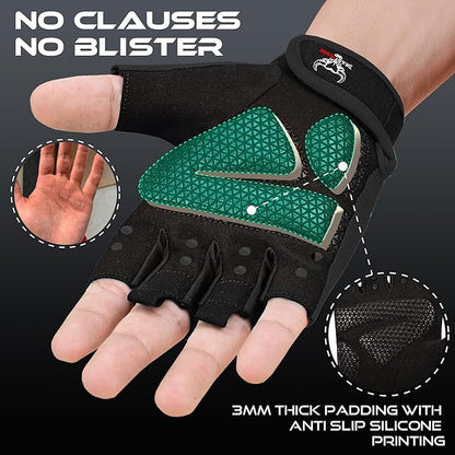 BEAST RAGE Workout Gloves for Men & Women - Fingerless Gym Gloves with Palm Protection, Breathable & Lightweight for Weightlifting, Cycling & Pull Up
