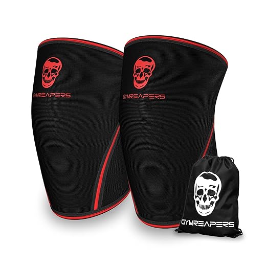 Knee Sleeves (1 Pair) Free Gym Bag - Knee Sleeve & Compression Brace for Squats, Fitness, Weightlifting, and Powerlifting - Gymreapers 7MM Sleeve Pair - For Men & Women - 1 Year Warranty (Small)