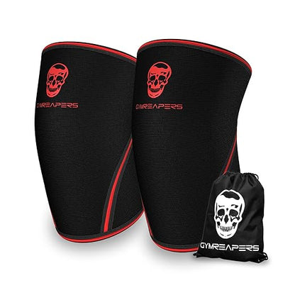 Knee Sleeves (1 Pair) Free Gym Bag - Knee Sleeve & Compression Brace for Squats, Fitness, Weightlifting, and Powerlifting - Gymreapers 7MM Sleeve Pair - For Men & Women - 1 Year Warranty (Medium)