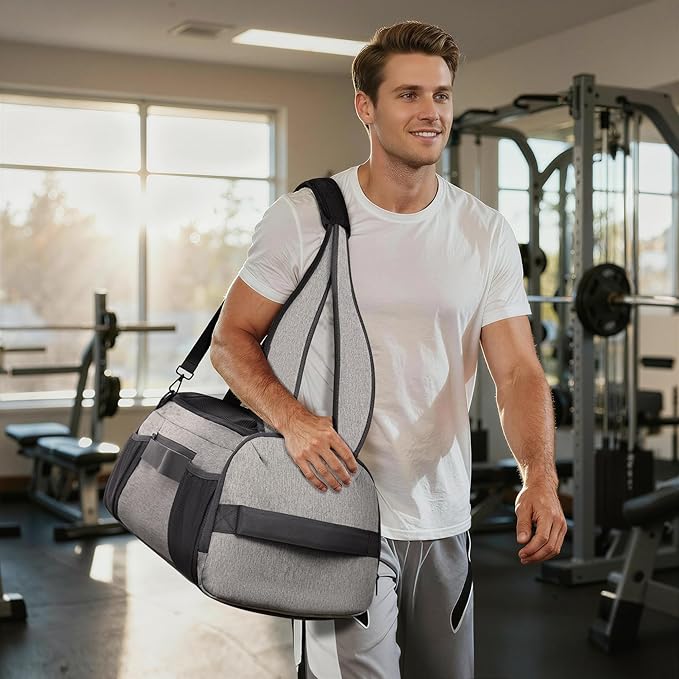 Gym Bag for Women Men, Duffle Travel Bag with Shoes Compartment and Wet Pocket, Waterproof Overnight Carry On Bag Backpack with Two Elastic Bottle Holders for Travel, Workout, Sports, Weekend - MIYCOO