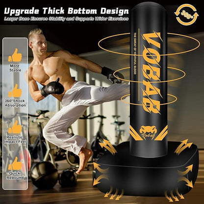 Freestanding Punching Bag for Adult Teens, 70" Heavy Punching Bag with Boxing Gloves and Electric Air Pump for Beginners Kickboxing Training MMA Muay Thai Fitness Office Home Gym