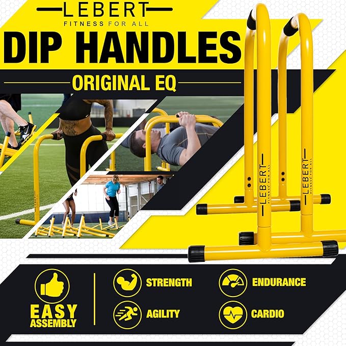 Lebert EQualizer Total Body Strengthener – Portable Dip Station for Full Bodyweight Training – Includes Hip Resistance Band & Online Coaching – Available in Standard & XL Sizes
