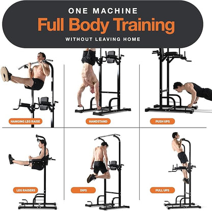 Pull Up Bar Free Standing - Power Tower, Multi-Functional Pullup Dip Station, Calisthenics Equipment Station For Home Gym - 440LBS Capacity, Height Adjustable, Durable, Heavy-Duty Strength Training For Men & Women To Build Muscle.