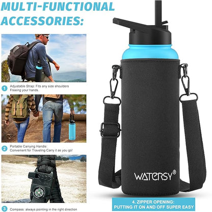 40oz Insulated Water Bottle (Cold for 48 Hrs),BPA Free&Leak Proof,Stainless Steel Water Flask,Water Jug with Straw Spout Lids for Gym,Hiking,Travel,Sky Blue