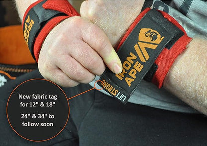 Professional Grade Wrist Wraps, 12", 18", 24" & 34". New Versatile Twin Thumb Loop Design for Powerlifting, Weight Lifting, and Bodybuilding. Weightlifting Wrist Support for Men and Women