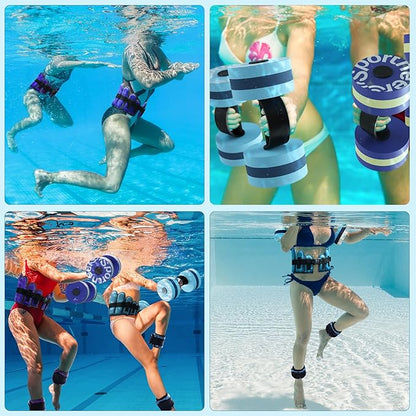 Sportneer Aquatic Exercise Equipment Water Aerobics Combo Set Includes High Density Water Weights Dumbbell Aqua Belt Water Ankle Weights for Pool Exercise Aquatic Therapy Pool Fitness Water Exercise