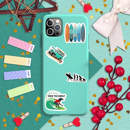 100Pcs Surf & Wave Stickers for Laptop, for Water Bottles, Surfing Stickers - Surfing Gifts for Surfers - Surf Party Supplies & Decoretions - Gift for Women & Men