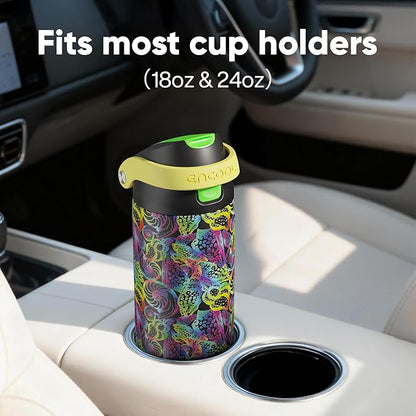 ENCOOL Leakproof Insulated Water Bottle with Straw Dual-Sip Water Bottle Bag-Safe Design for Work, Commute & Gym – Keeps Drinks Cold All Day, 24 oz, Neon Conch