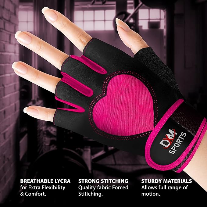 DXM SPORTS Workout Gloves for Women with Wrist Support - Weight Lifting Gloves for Gym, Cycling, Training - Exercise Gloves for Women