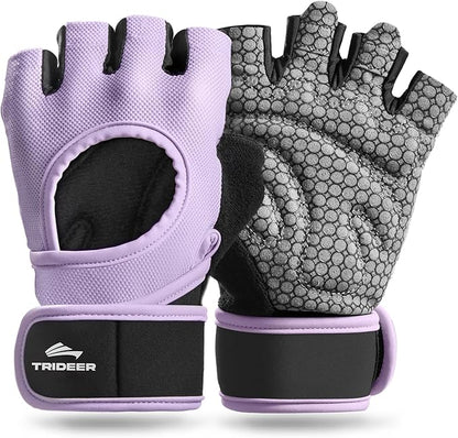 Trideer Weight Lifting Gloves for Women Men with Wrist Support, Workout Gloves Women Full Palm Protection for Gym Training, Fitness, Weightlifting & Pull Ups