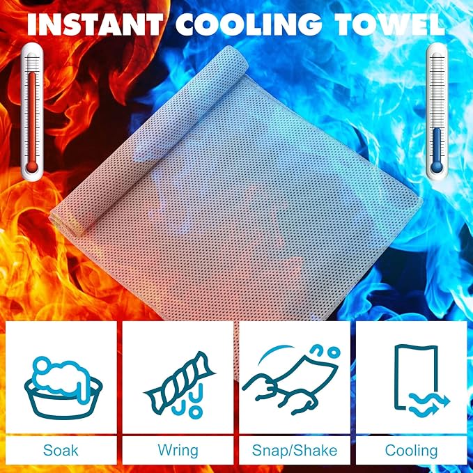Honoson 20 Packs Cooling Towel, 40" x 12" Ice Towel for Neck and Face Microfiber Breathable Sport Sweat Rag for Gym, Yoga, Travel, Camping, Running, Fitness, Workout & More Activities