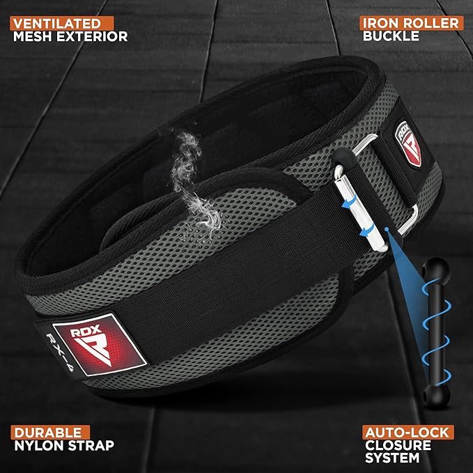 RDX Weight Lifting Belt, Curved Padded Back Lumbar Support, Fitness, Core Exercise Workout Bodybuilding Powerlifting Deadlifts Squats, Ladies Gents Men Women Home Gym Equipment