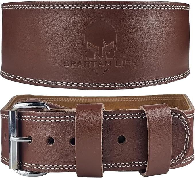 Spartan Weight Lifting Belt (5mm Thick) - Genuine Leather Lifting Belt Gym for Men & Women - Functional Workout Belt - Gym Belt for Weightlifting, Powerlifting, Squat & Deadlift - Adjustable Weightlifting Belt