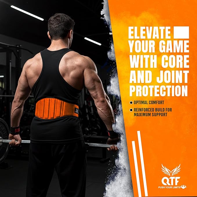 QTF Fitness Neoprene Weight Lifting Belt - Adjustable 6" Gym Support for Stability & Lumbar Support - Sweat Resistant Weightlifting Belt for Men & Women for Squats, Deadlifts & Bench Presses
