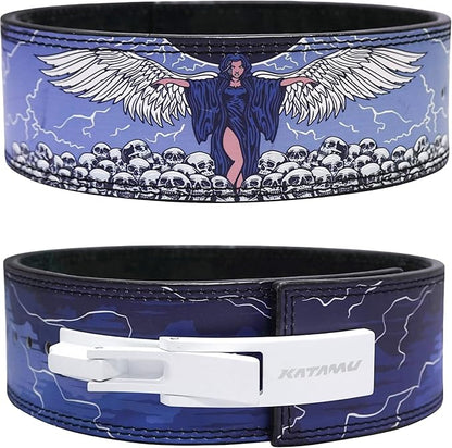 Katamu Premium Leather Lever Weightlifting Belt – Secure Steel Lever, Powerlifting Support for Deadlifts, Squats & Heavy Lifts - Lift More, Look Good