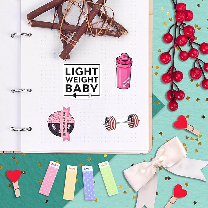 100Pcs Fitness Stickers, Weightlifting Training Gym Stickers for Water Bottle, Laptop - Workout Gifts, Weight Lifting Party Supplies